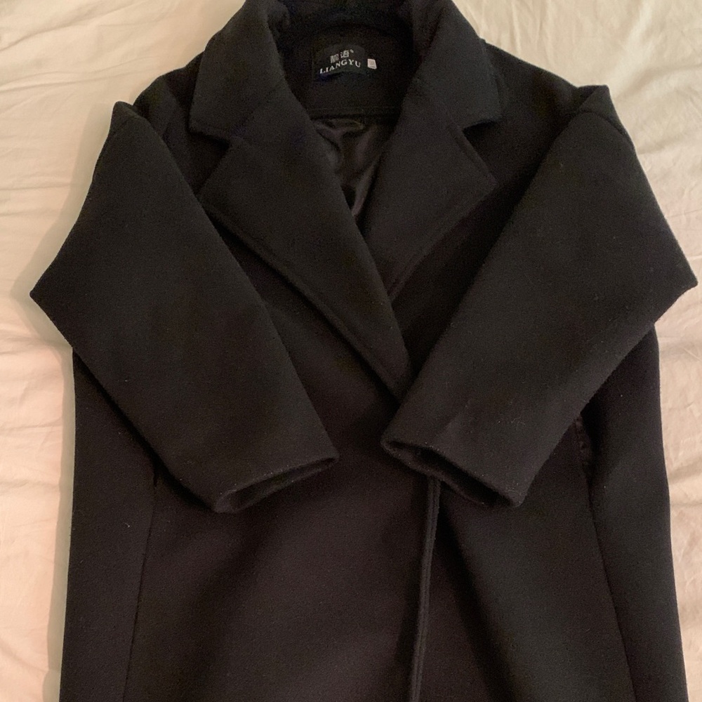 Long drop shoulder wool coat
